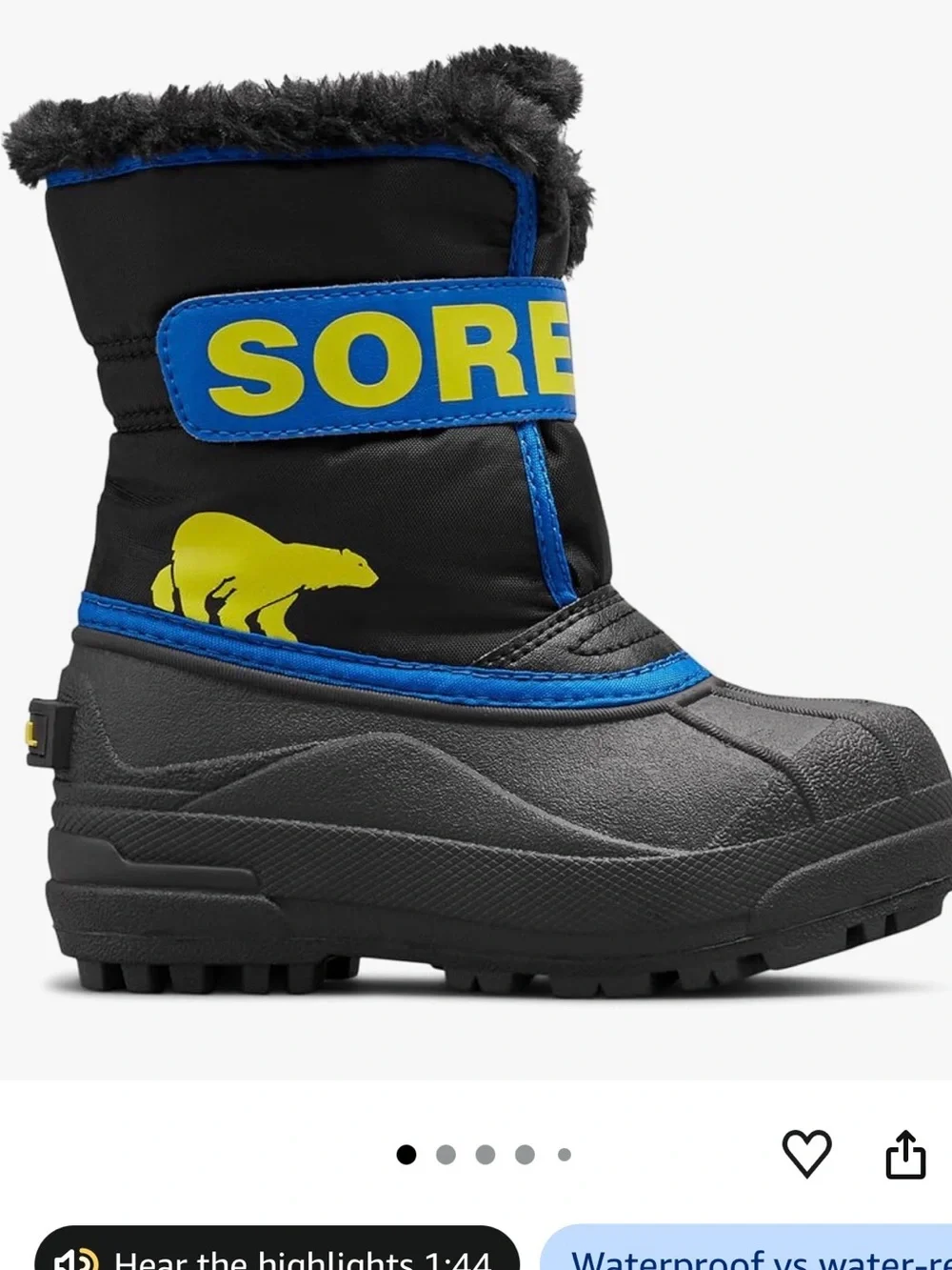Sorel Kids Black Boots with Blue Trim